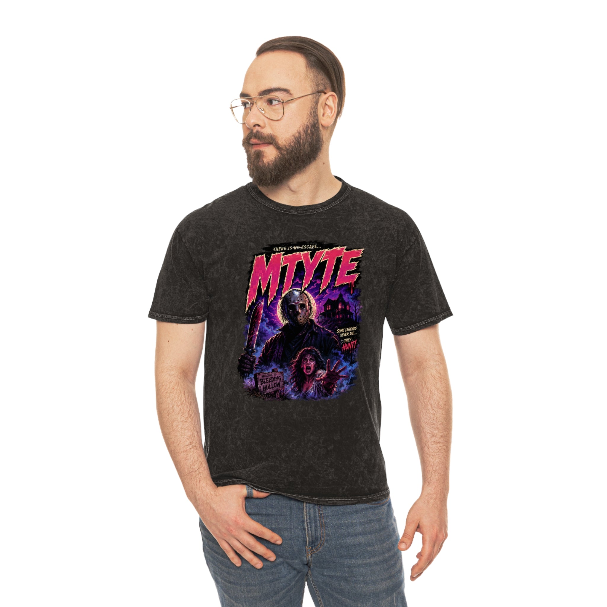 Horror Retro Tee — 'MTYTE' Vintage Slasher Graphic Mineral-Wash T-Shirt