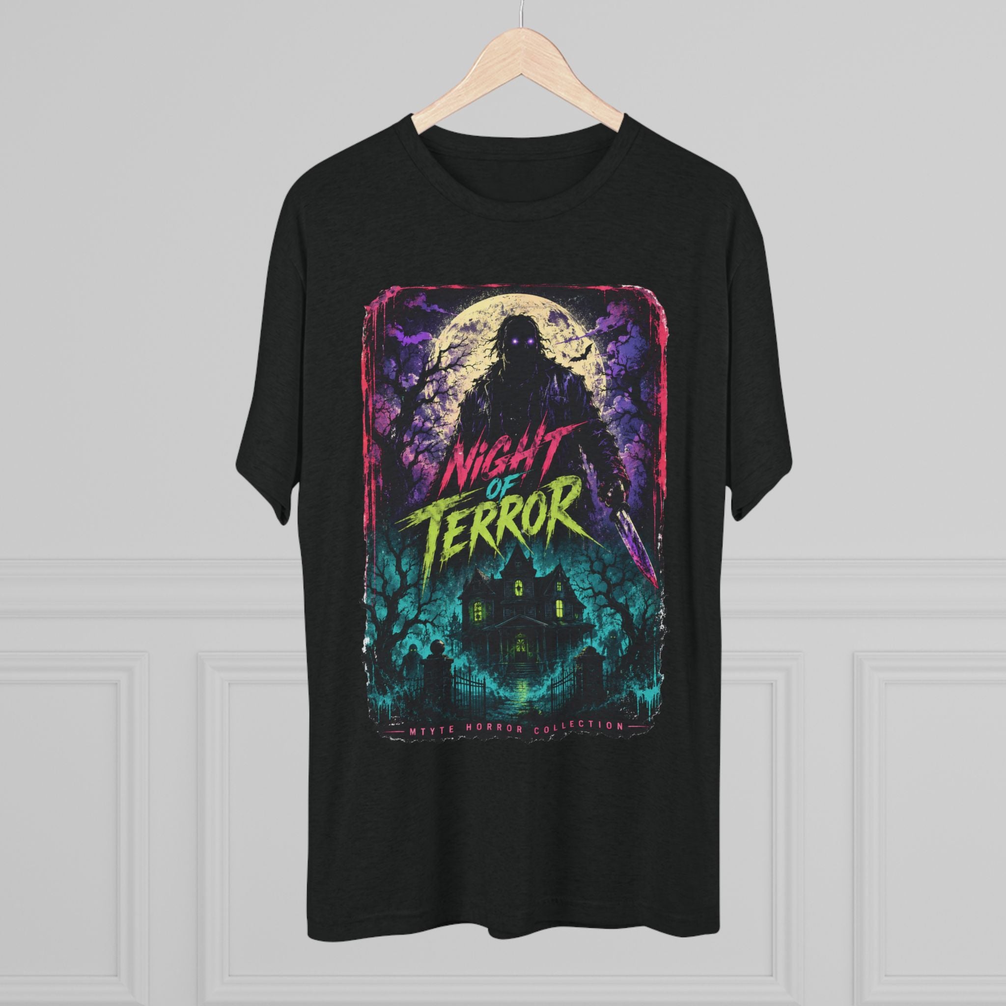 Night of Terror Horror T‑Shirt — Retro Haunted House Graphic Tee