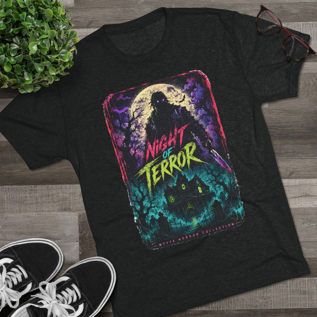 Night of Terror Horror T‑Shirt — Retro Haunted House Graphic Tee
