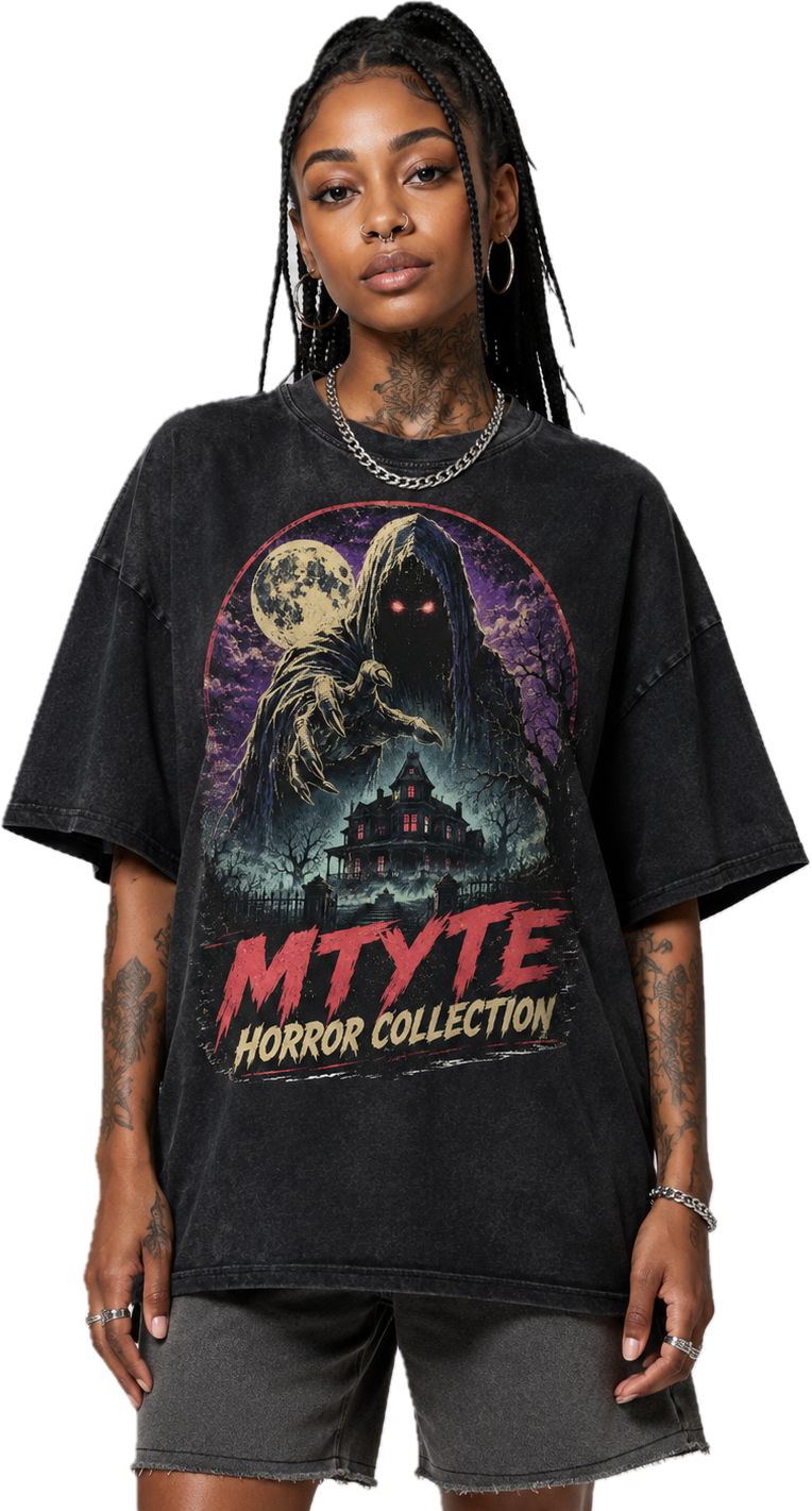 Horror Collection Tee — MTYTE Skull & Haunted House Graphic T-Shirt