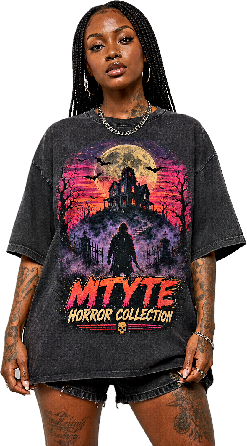Horror Crewneck Tee — "Mtyte Horror Collection" Haunted Mansion Vintage Tee