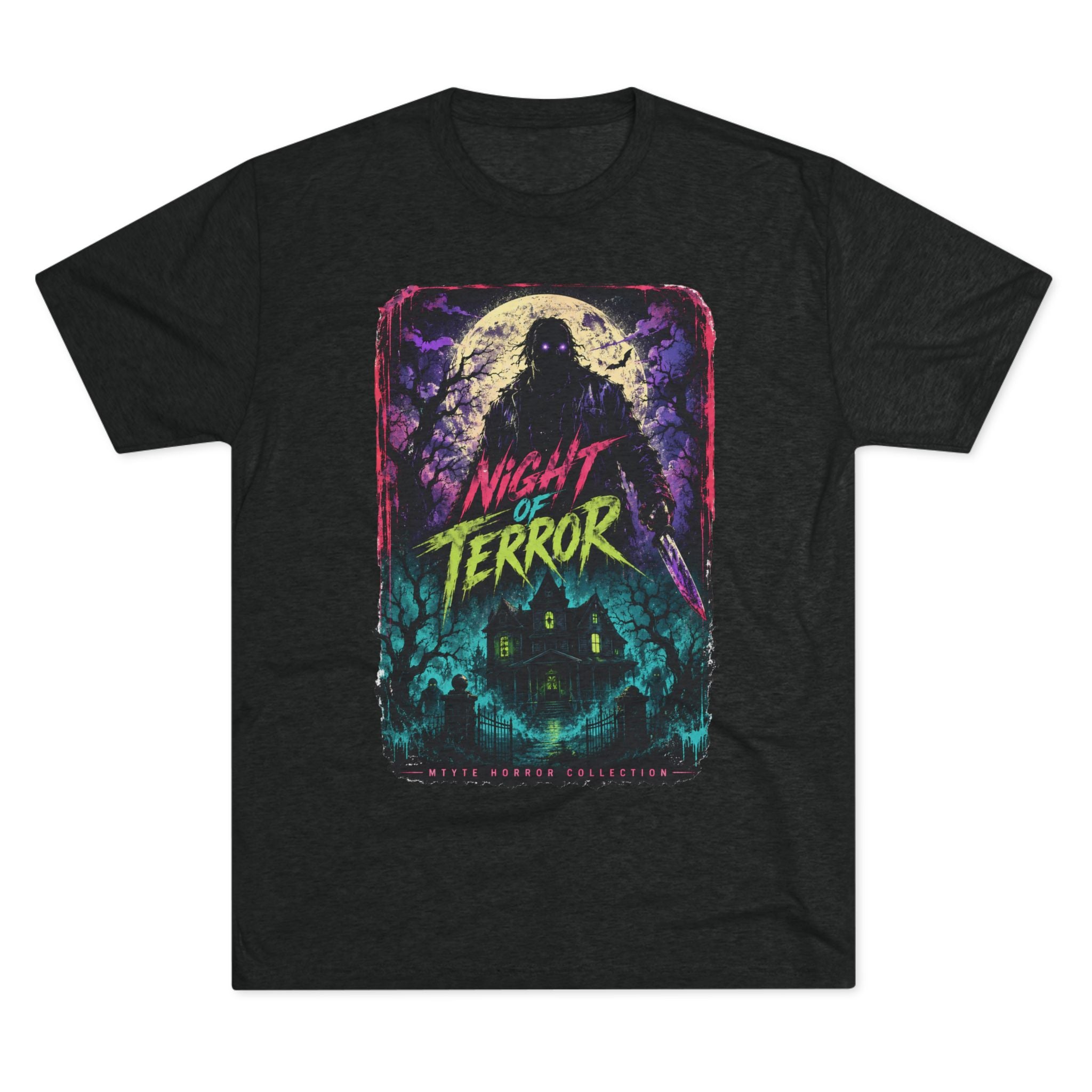 Night of Terror Horror T‑Shirt — Retro Haunted House Graphic Tee