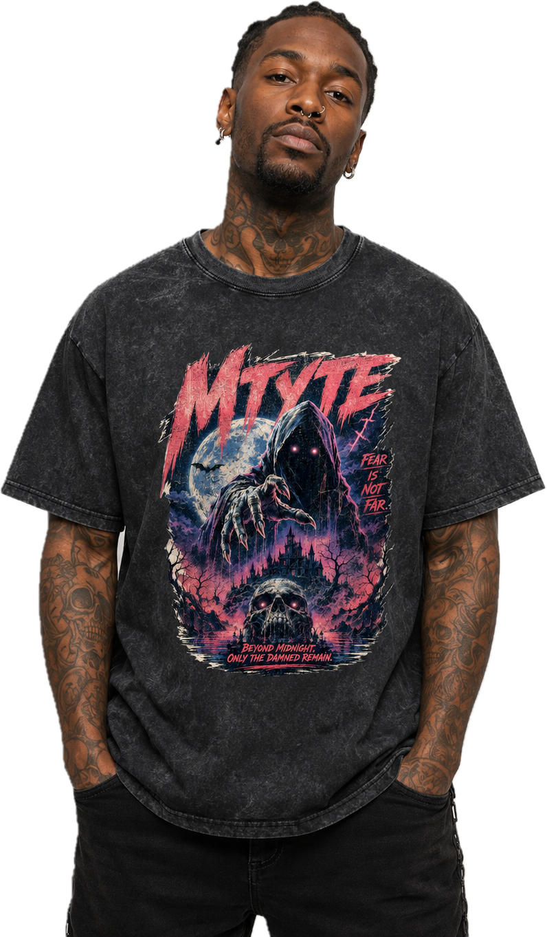 Vintage Horror Graphic Tee — Grim Reaper Design